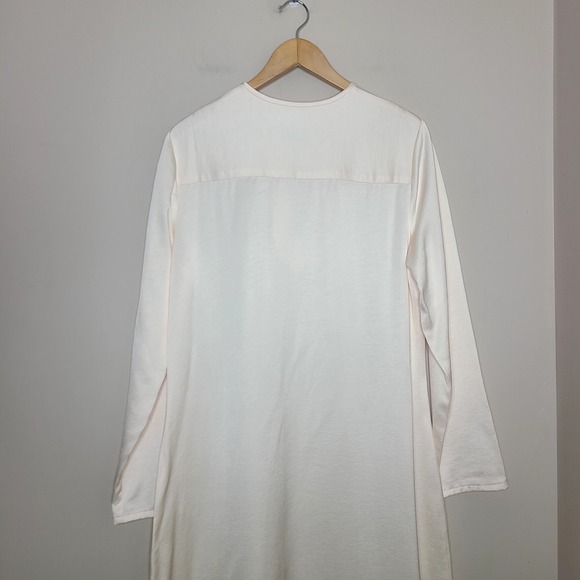 Saint Art Tuckernuck Isabel Satin Long Sleeve Midi Dress Ivory Modest Minimalist - Picture 7 of 9